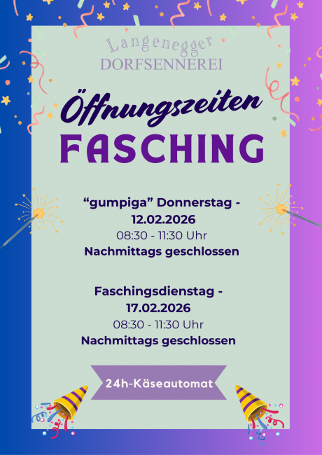 Öffnungszeiten Fasching